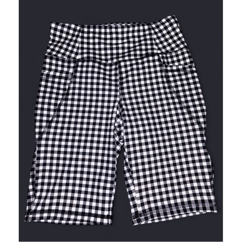 Checkered Black and White Athletic Shorts for Women